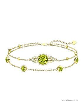 18K Gold Irish Infinity Celtic Knot Birthstone Anklet Bracelet for Women Mom